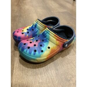 Crocs Classic Fur Lined Tie Dye Dual Comfort Clog Shoes Unisex Womens 5 Mens 4